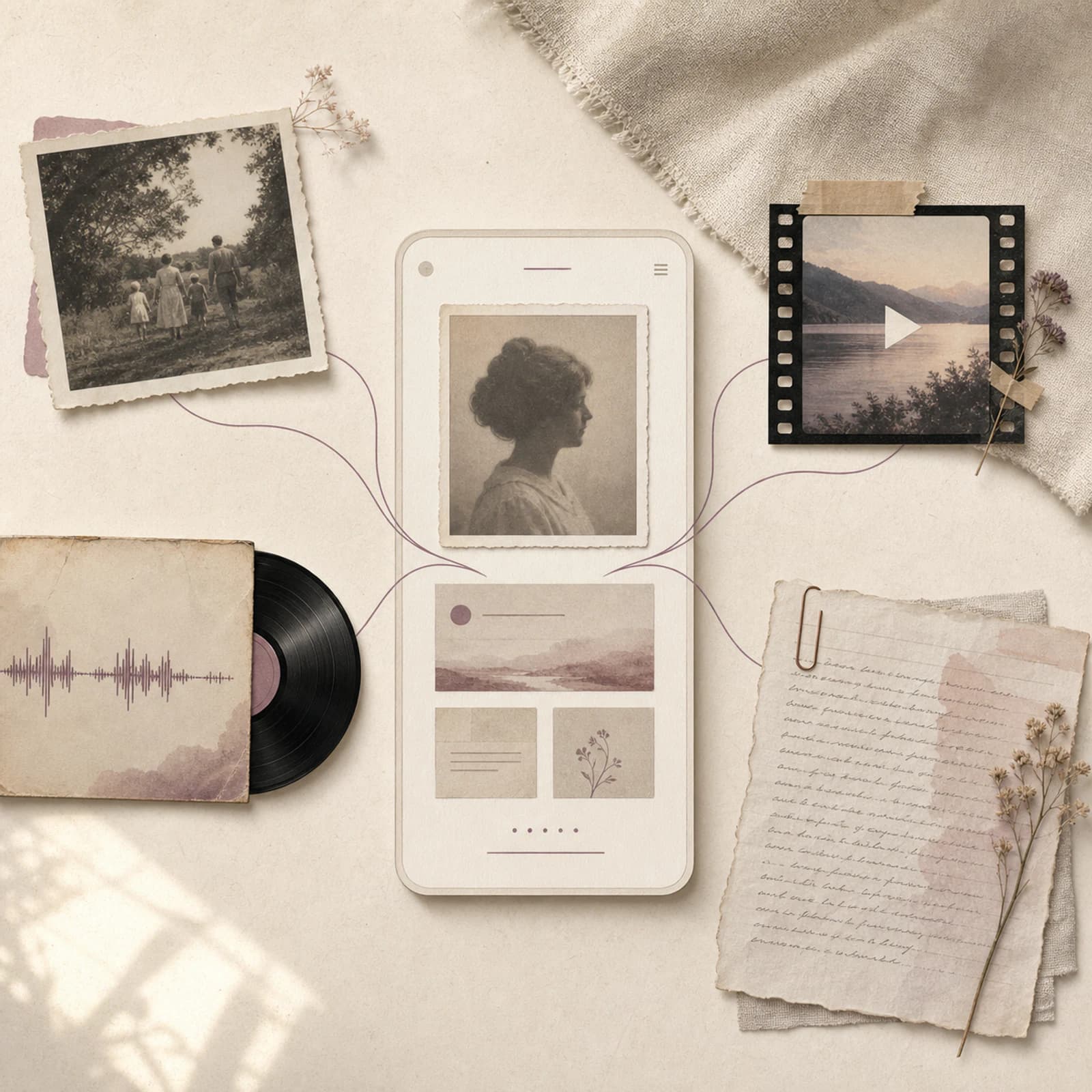 Photographs, a film, music, and a handwritten story gathered into one memorial